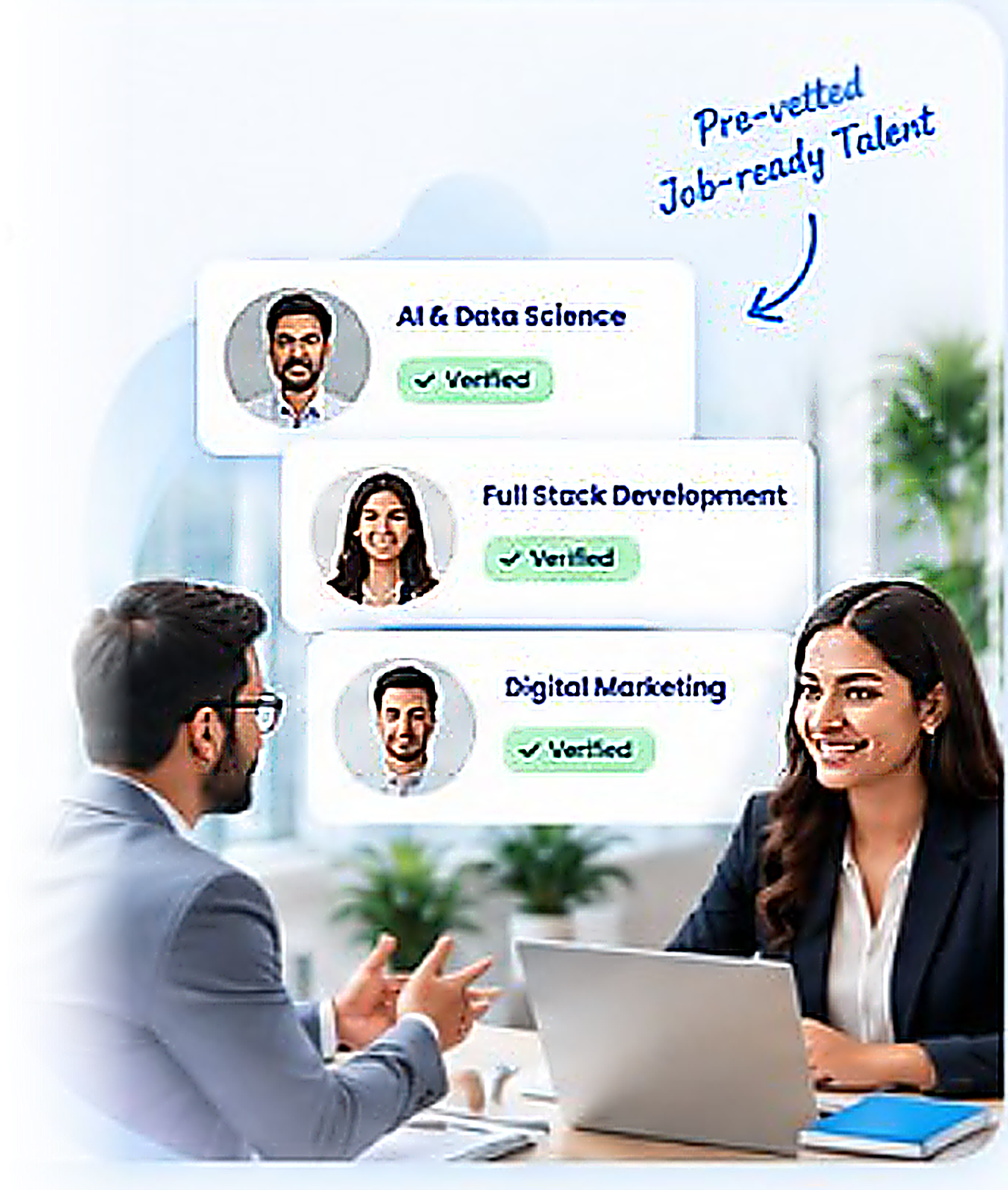Pre-vetted job-ready talent from MEDH across AI, Full Stack and Digital Marketing