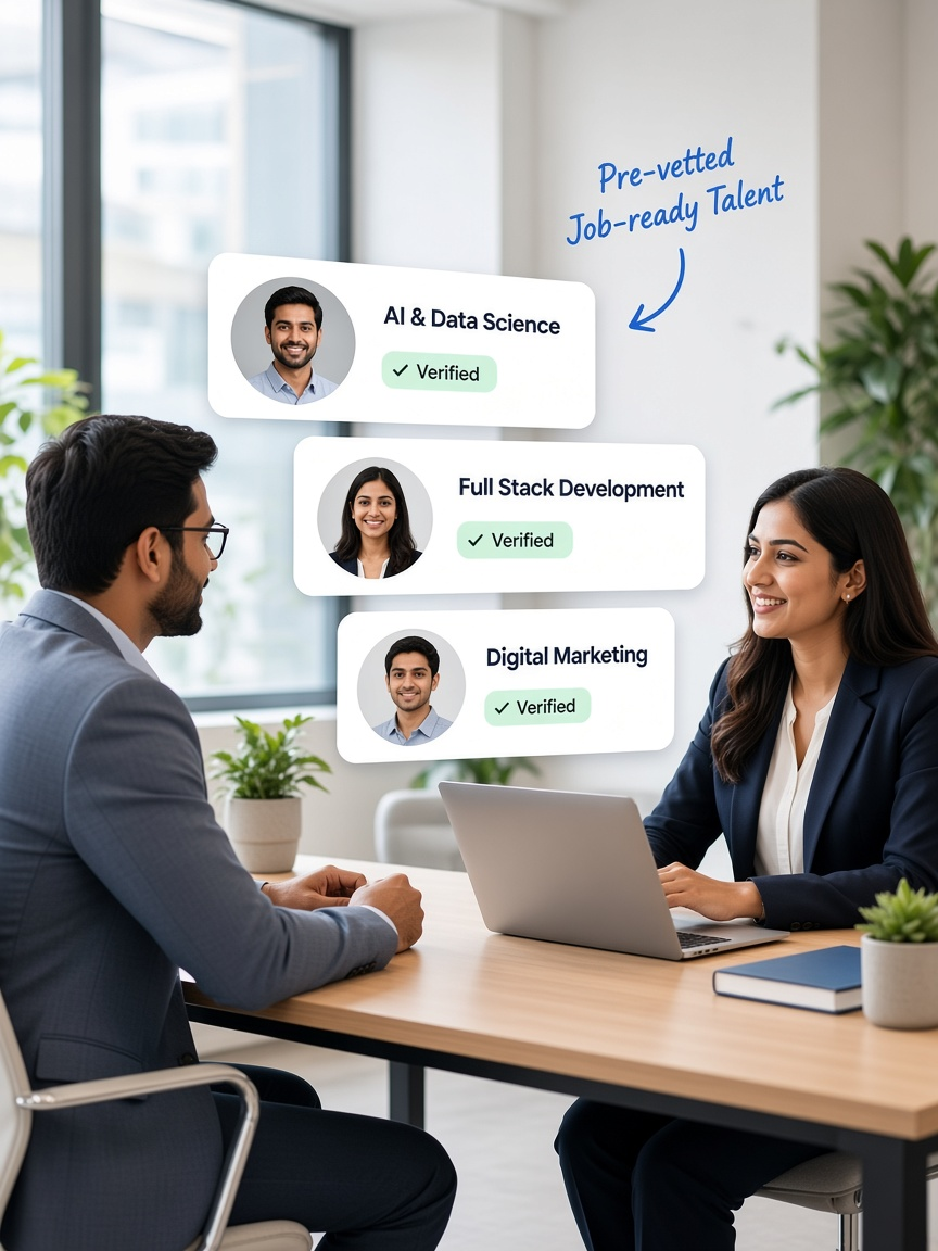 Pre-vetted job-ready talent from MEDH across AI, Full Stack and Digital Marketing