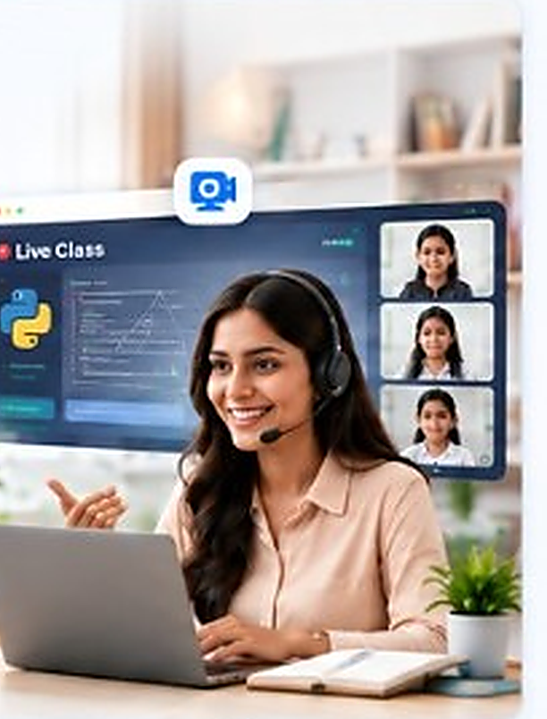 Educator hosting a live online class
