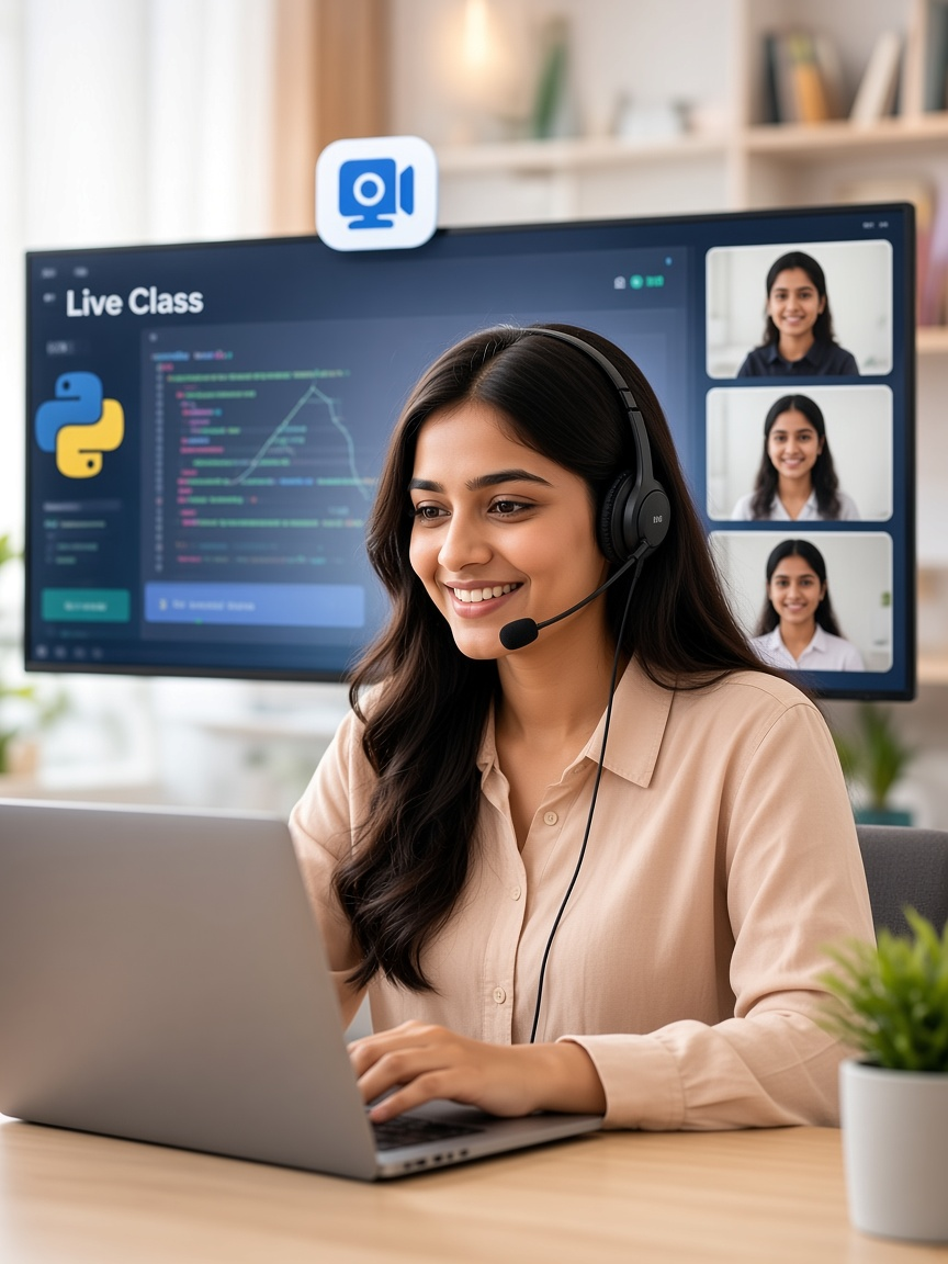 Educator hosting a live online class